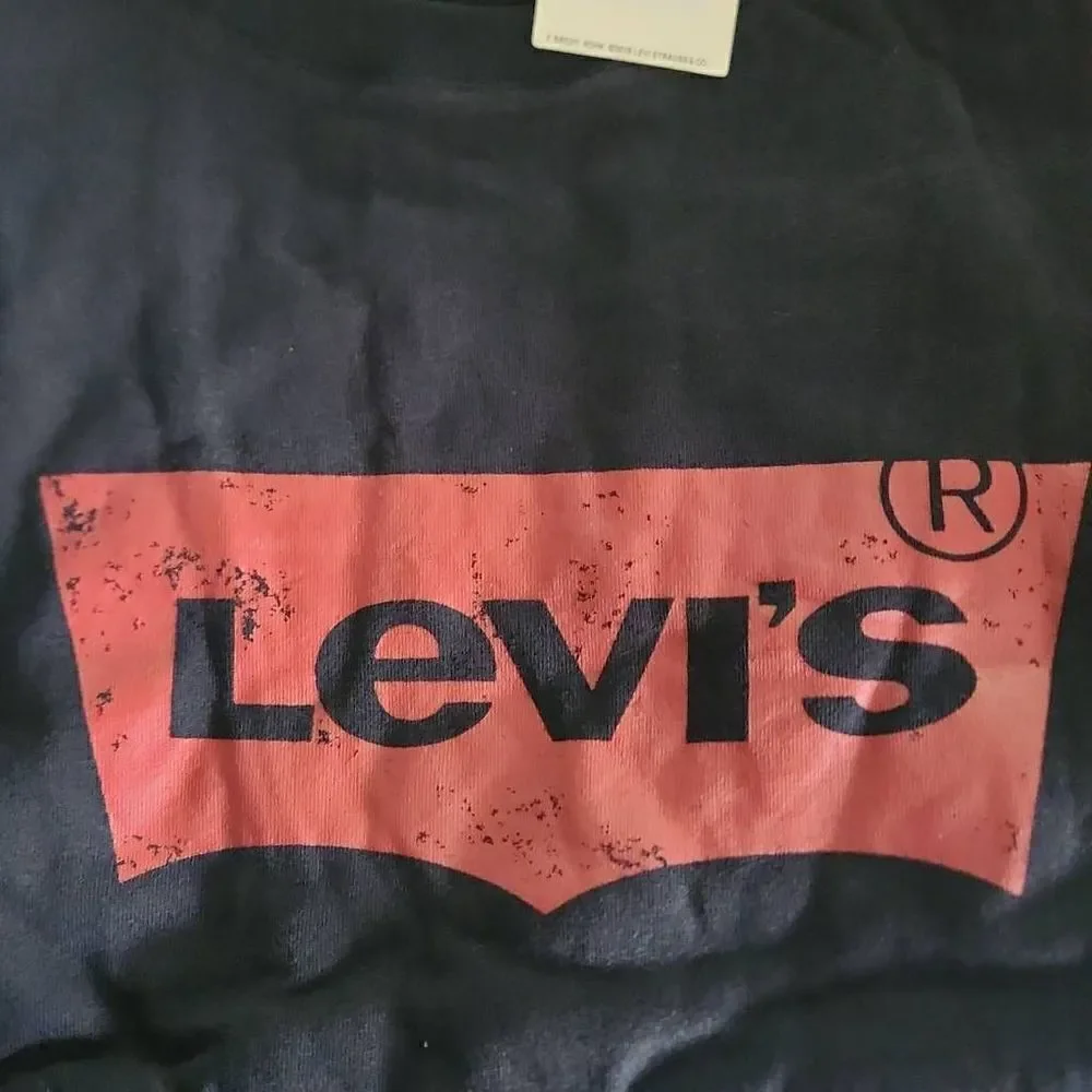 Levi's Men's Size XL Black Distressed Logo Short Sleeve Shirt